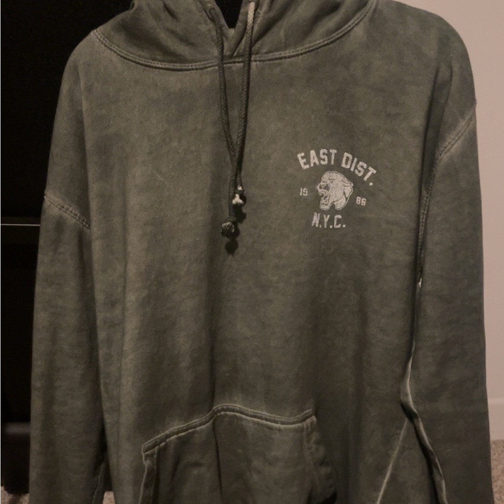 Green Hoodie with East Dist NYC Print